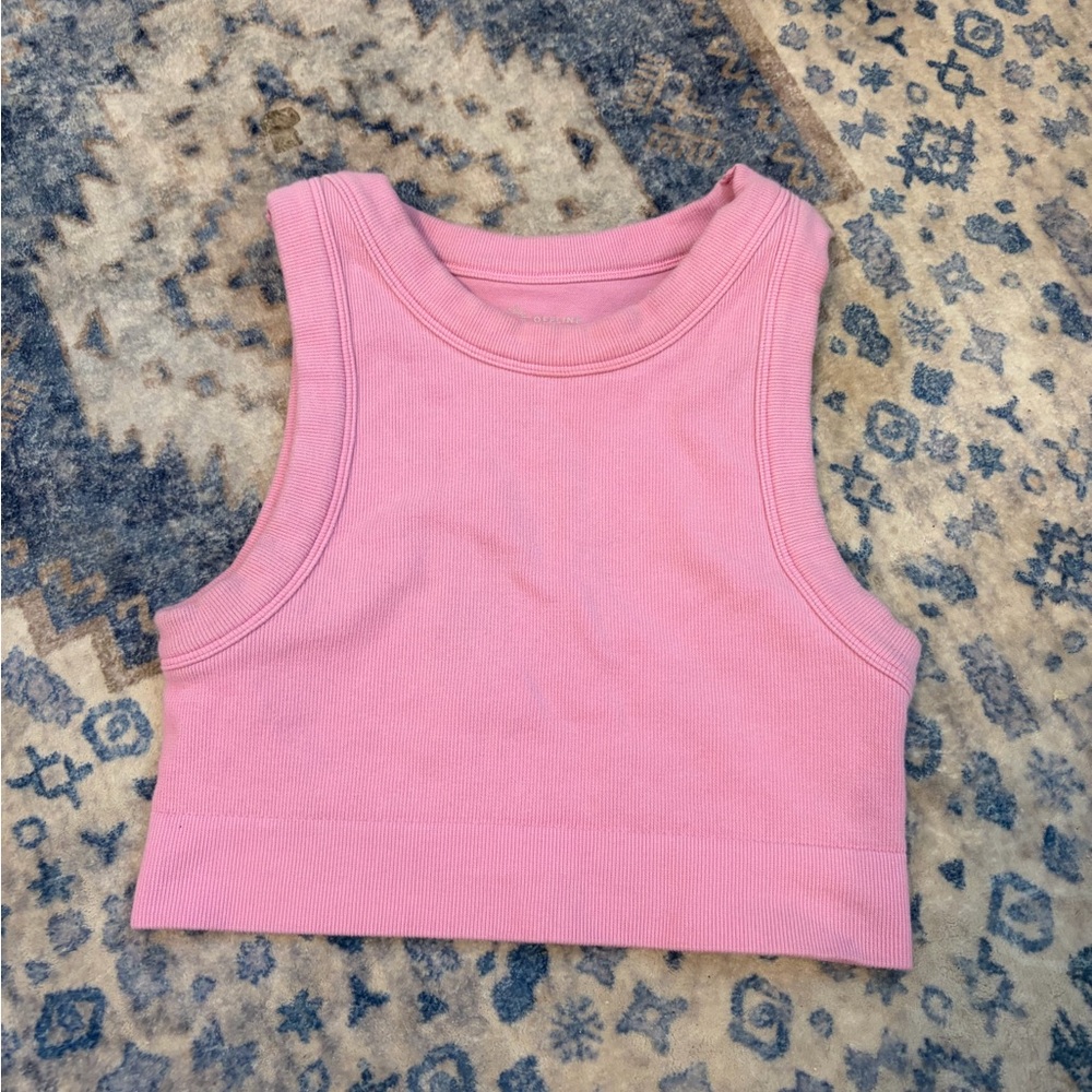 Offline pink ribbed cropped TANKTOP